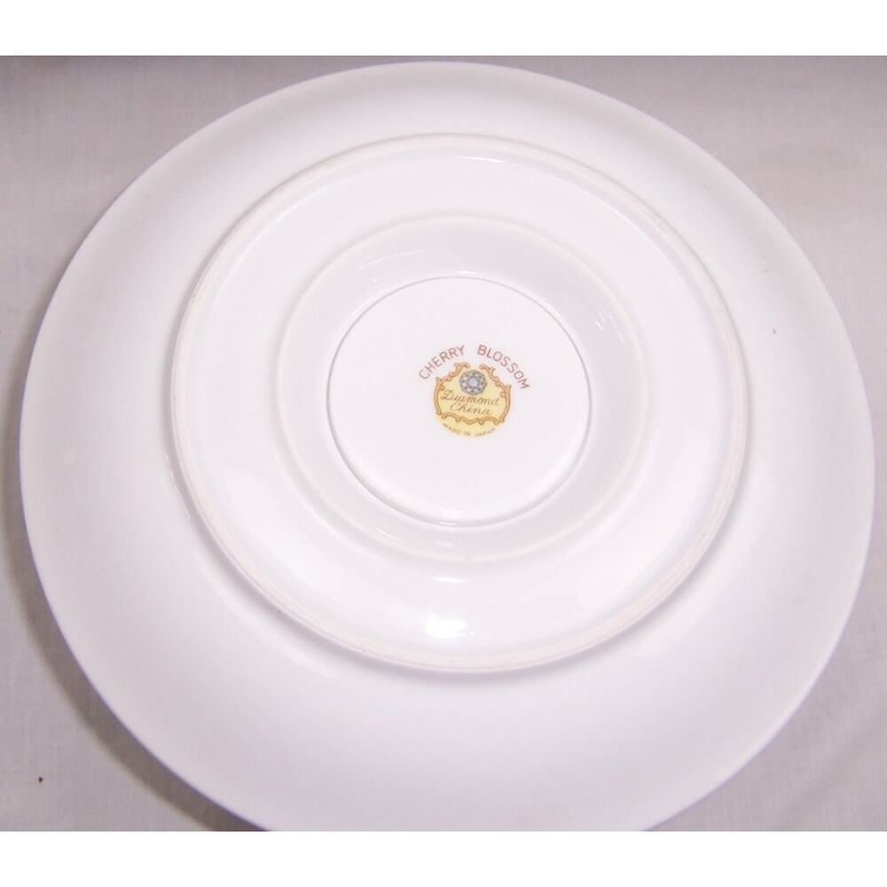 VTG Diamond China Cherry Blossom Gravy Boat Attached Underplate Midcentury - Picture 4 of 4